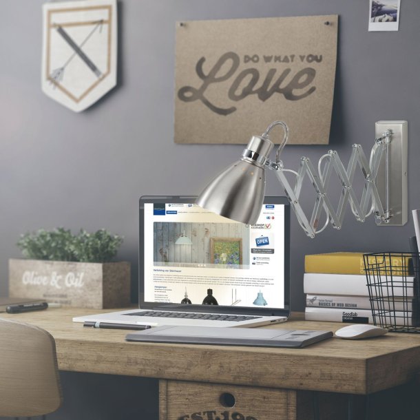 Hardy - vglampe i tre metalfarver med sakseudtrk