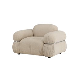 Mikko - Lnestol i beigestof og metal detaljer