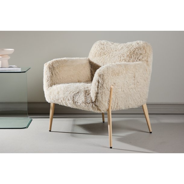 Gonzo - Lnestol i beige stof og metalben