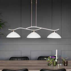 Kosmos- Loftlampe i stl finish, tre skrme i glas
