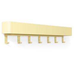 Alhamba - Kroklist med hylla i ljusgul metall, sju krokar