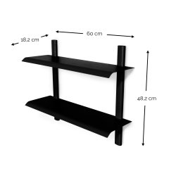 Repisa - Dobbelt vghylde i metal, 5 farver, bredde 60 cm.