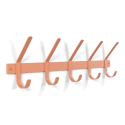 Gancho - Knagerkke med fem knager i terracotta farvet metal