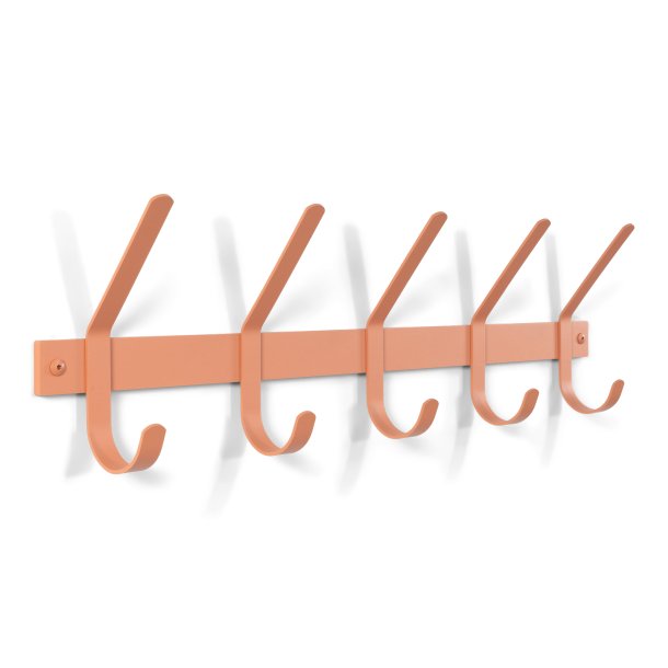 Gancho - Knagerkke med fem knager i terracotta farvet metal