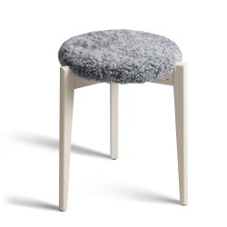 Assist - Taburet med lysegr� f�reskindss�de, syv forskellige finish