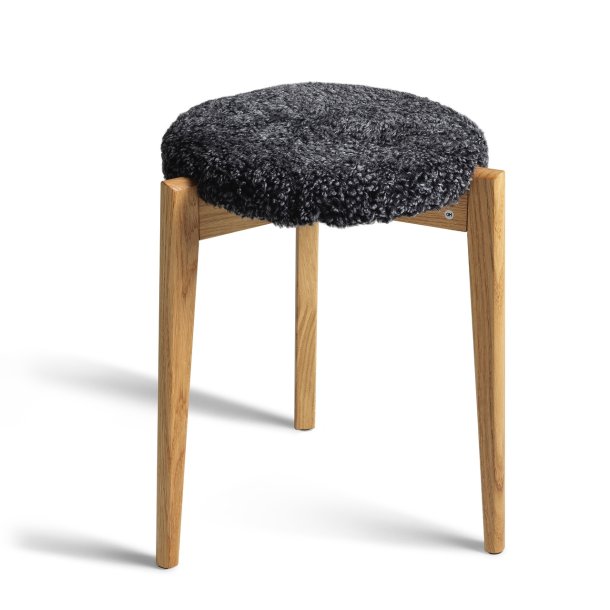 Assist - Taburet med m�rkegr� f�reskindss�de, syv forskellige finish