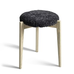 Assist - Taburet med m�rkegr� f�reskindss�de, syv forskellige finish