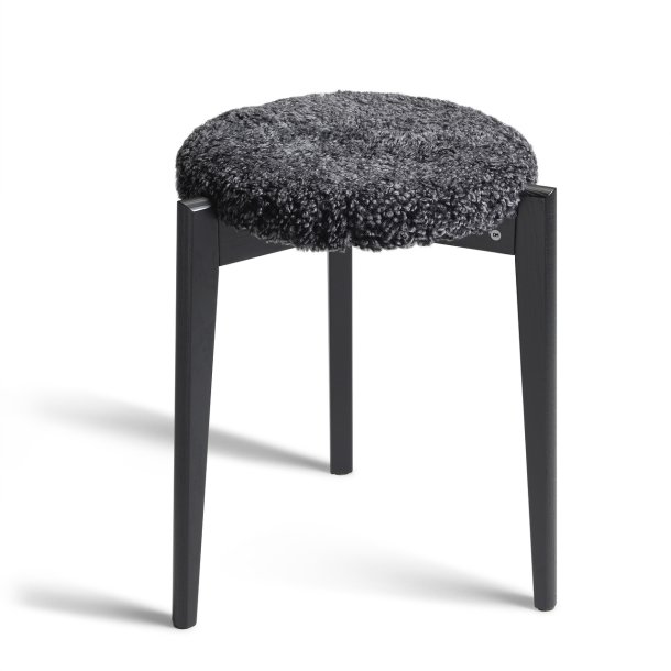 Assist - Taburet med m�rkegr� f�reskindss�de, syv forskellige finish