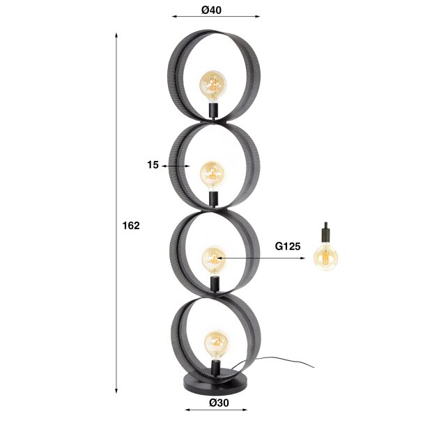 Circulos - Gulvlampe med fire metalringe