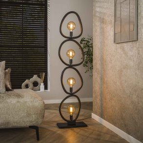Munti - Gulvlampe med fire organisk formede metalringe