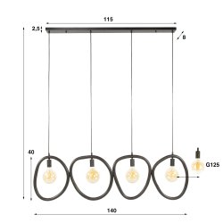 Munti - Loftlampe med fire organisk formede metalringe