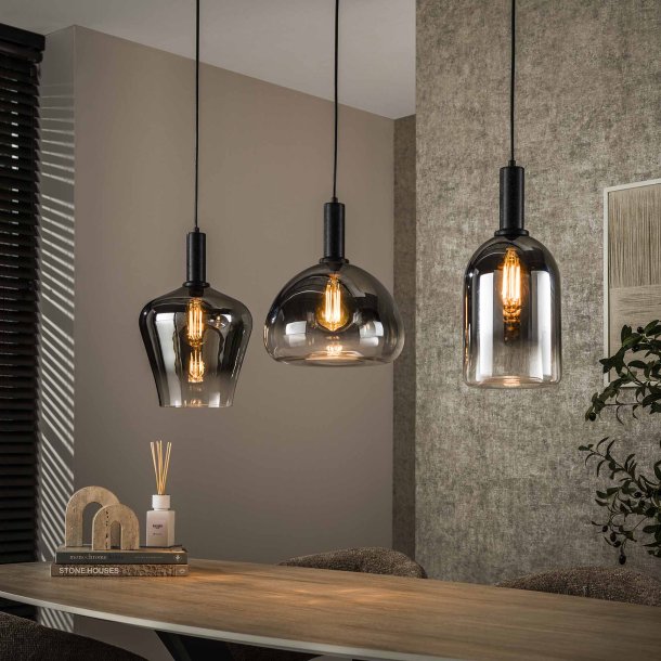 Lajita - Taklampa med tre olika skrmdesigner i kromfrgat glas