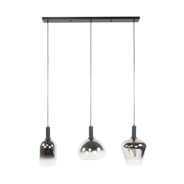 Lajita - Loftlampe med tre forskellige skrm designs i kromfarvet glas