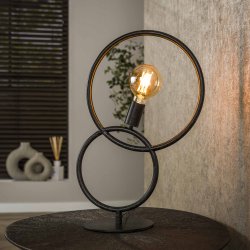 Vinci - Bordlampe i sort metal med to ringe 