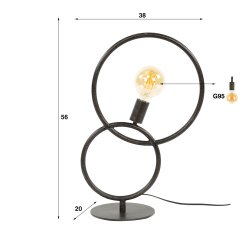 Vinci - Bordlampe i sort metal med to ringe 