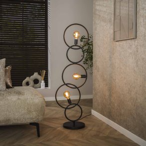 Vinci - Gulvlampe i sort metal med fem ringe 