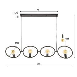 Circle - Loftlampe med fire metalringe