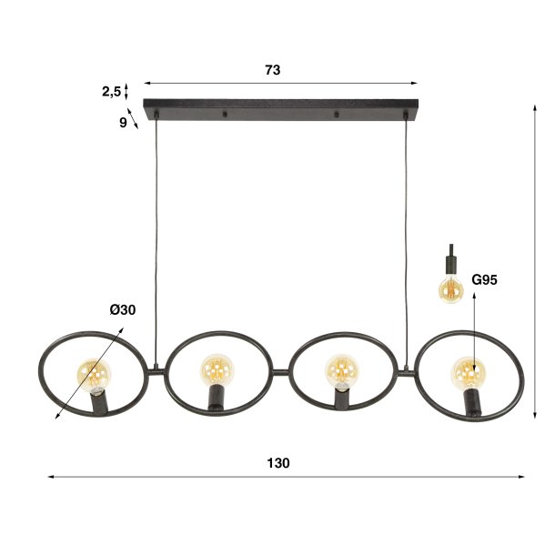 Circle - Loftlampe med fire metalringe