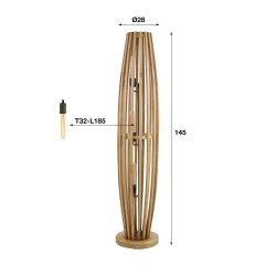 Limit - Hndlavet gulvlampe i mangotr, hjde 145 cm.