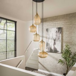 Misuna - Loftlampe med fem ravfarvede glasskrme