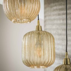Misuna - Loftlampe med fem ravfarvede glasskrme