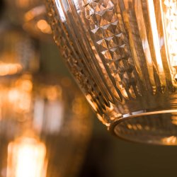 Player - Loftlampe med fem forskellige glaskupler med diamantformet mnster