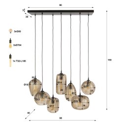 Malpelo - Loftlampe med sk�rme i r�gfarvet brunt glas