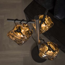 Gulvlampe i antik slv og glas
