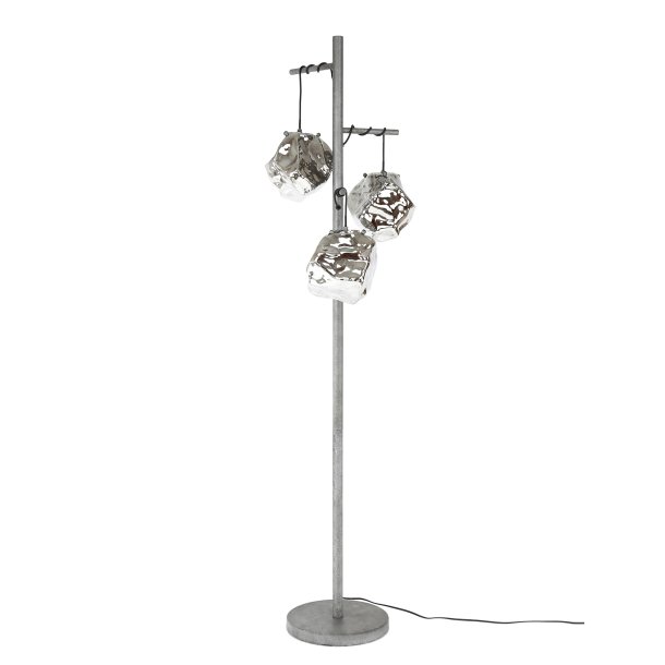 Gulvlampe i antik slv og glas