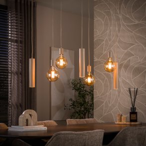 Scala - Loftlampe i beige metal med syv lyskilder