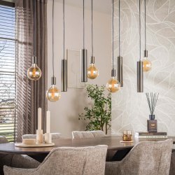 Scala � Taklampa i brun metall med nio ljusk�llor