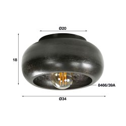 Skyline - Loftlampe i sort nikkel med diameter 34 cm.