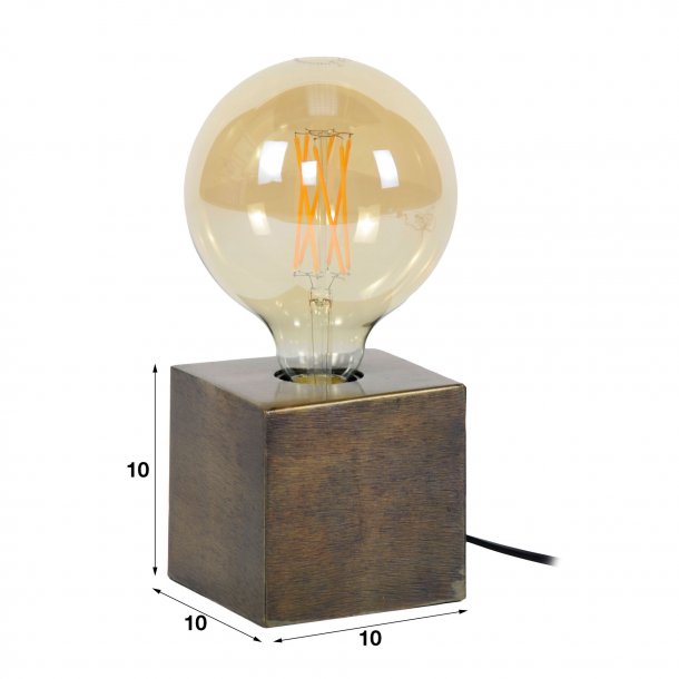 Cube - Bordlampe i metal med finish i antik bronze