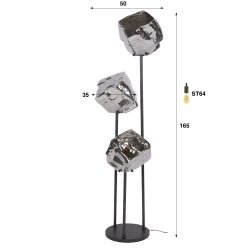 Rock - Gulvlampe med tre forkromede glaskupler