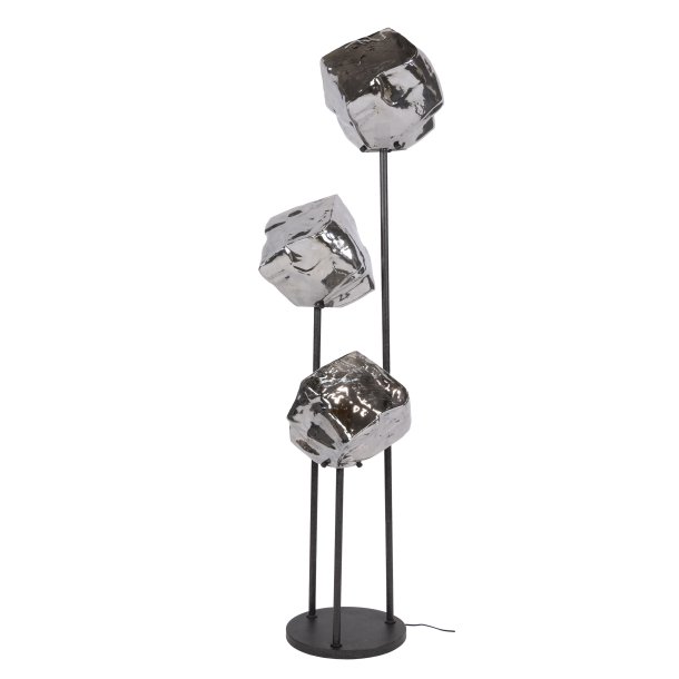 Rock - Gulvlampe med tre forkromede glaskupler