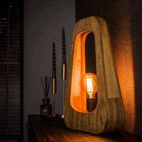 W-Pecker - Håndlavet bordlampe i mangotræ, højde 50 cm.