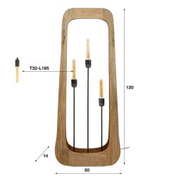 W-Pecker - Hndlavet gulvlampe i mangotr, hjde 120 cm.