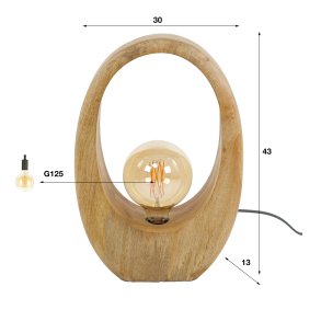 Pecker - Håndlavet bordlampe i mangotræ, højde 43 cm.