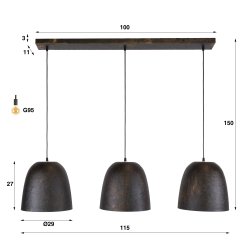 Mugsy - Loftlampe med tre sort-brune metalsk�rme