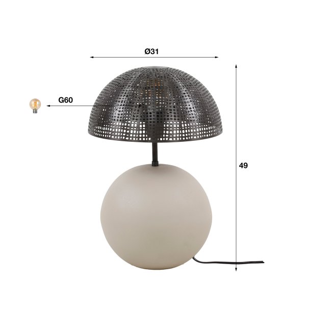 Pelota - Bordlampe i 2 farver metal, hjde 49 cm.