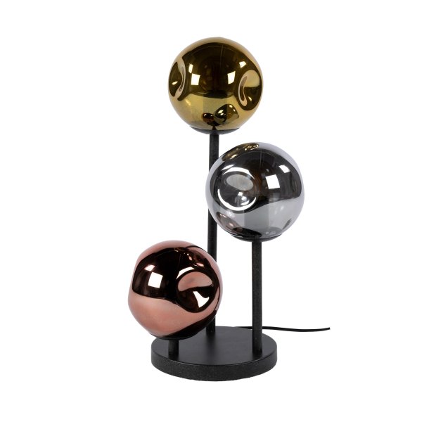 Triblet � Bordslampa med tre glassk�rmar och svart metall