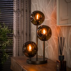 Triblet � Bordslampa med tre glassk�rmar och bronsf�rgad metall