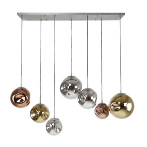 Estrella - Loftlampe i patineret metal og syv glaskupler