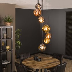 Estrella - Loftlampe i patineret metal og syv glaskupler