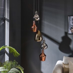 Olympia - Loftlampe med fem glasskærme i forskellig finish