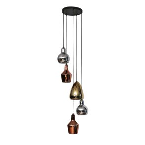 Olympia - Loftlampe med fem glasskærme i forskellig finish