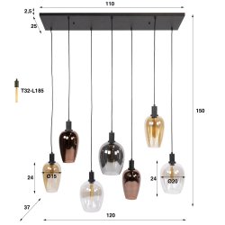 Toro - Loftlampe med fire forskellige farver glaskupler