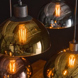 Olympia - Loftlampe med syv glasskrme i forskellig finish