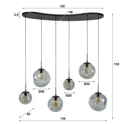 Gomera - Loftslampe med seks glaskupler