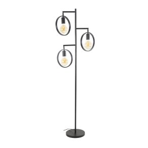 Wheely - Gulvlampe i sort metal med tre ringe